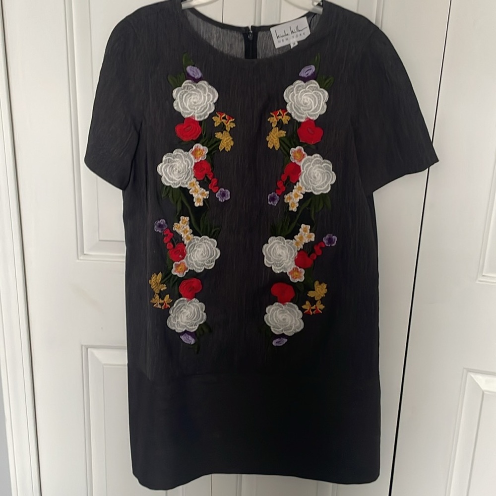 Nicole Miller Floral Embroidered dress Sz 14 GUC BSC